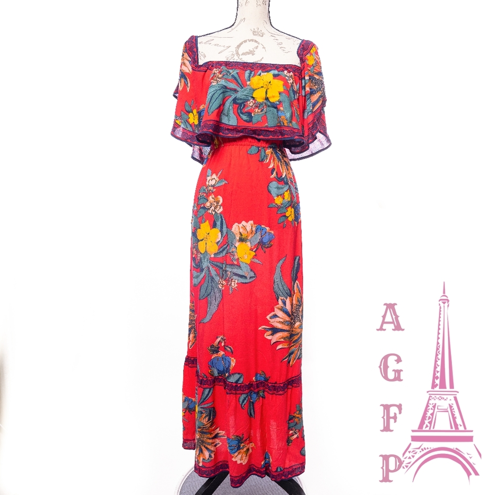 Anthropologie off the shoulders maxi boho dress